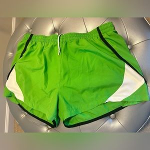 NIKE RUNNING SHORTS - Lime Green with navy blue and white accents - XL NWOT